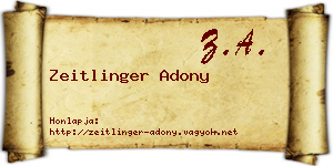 Zeitlinger Adony névjegykártya